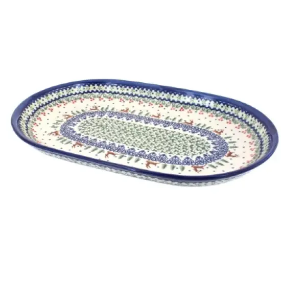 Blue Rose Polish Pottery 116 Vena Large Oval Serving Dish image {4}