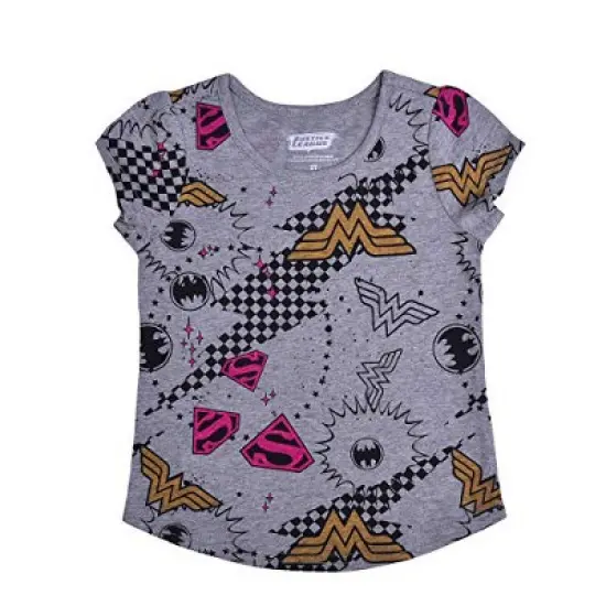 Warner Bros Girls 4-Pack Batgirl, Wonder Woman and Super Girl Short Sleeve Superhero Tees for Toddler image {7}