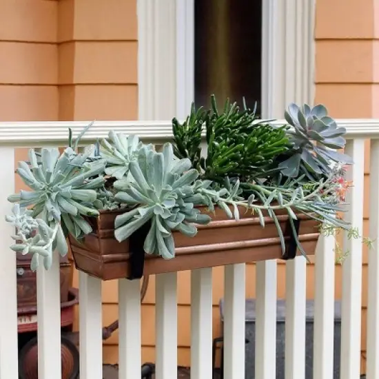 22" Wide Rectangular Steel Planter Box with Wall Brackets: ACHLA Designs, Indoor/Outdoor Use image {2}