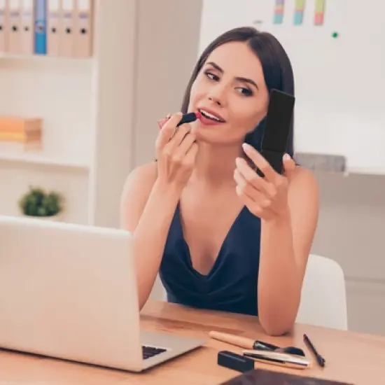 Unique Bargains Rectangular Solid Color Makeup Mirror 1 Pc image {2}