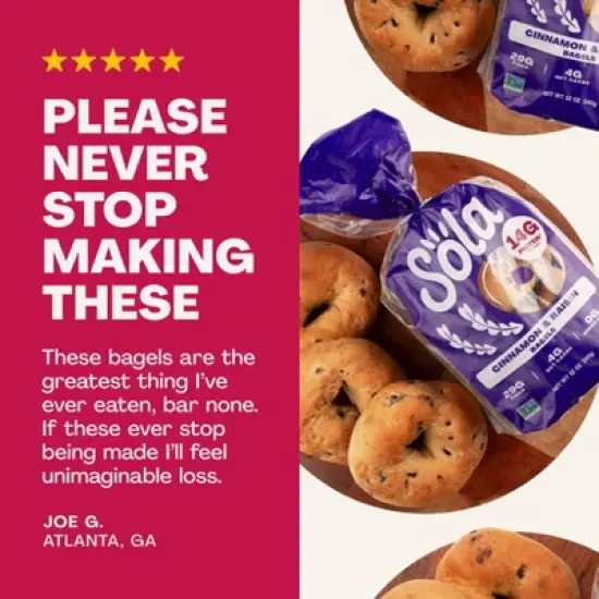 Sola Cinnamon Raisin Bagel - 12oz image {9}