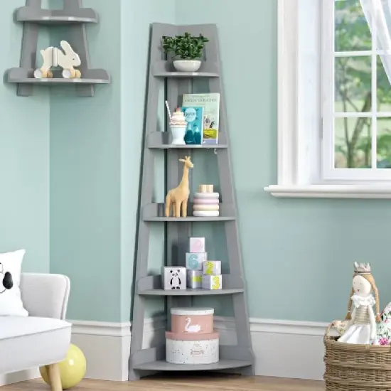 Kids' 5 Tier Corner Ladder Shelf - RiverRidge Home image {2}