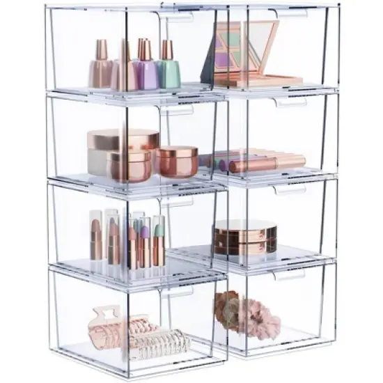 Sorbus Clear Stackable Acrylic Drawer Makeup Organizer - for Vanity, Bathroom, Under Sink, Cabinets, Jewelry, and More image {11}