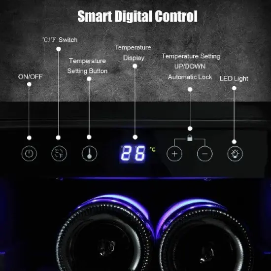 R.W.FLAME 24 Inch Beverage Fridge with Clear Glass Door, Digital Memory Temperature Control, for Cans and Soda, LED Lighting, Quiet Operation image {2}