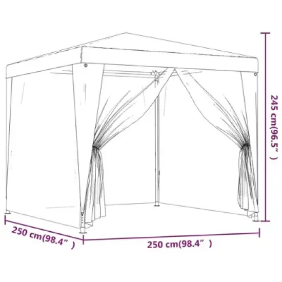 vidaXL Party Tent with Powder-Coated Iron Frame and HDPE Cover, Weather and UV Resistant with Mesh Sidewalls, Green, Dimensions: 98.4"x98.4"x96.5" image {6}