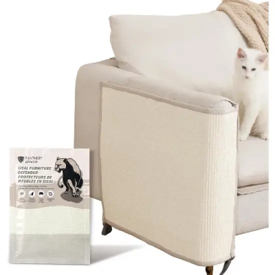 Panther Armor Sisal Cat Couch Protector Guard, Prevents Cat Scratching Furniture, Durable Furniture Protectors, Beige, Right Arm image {6}