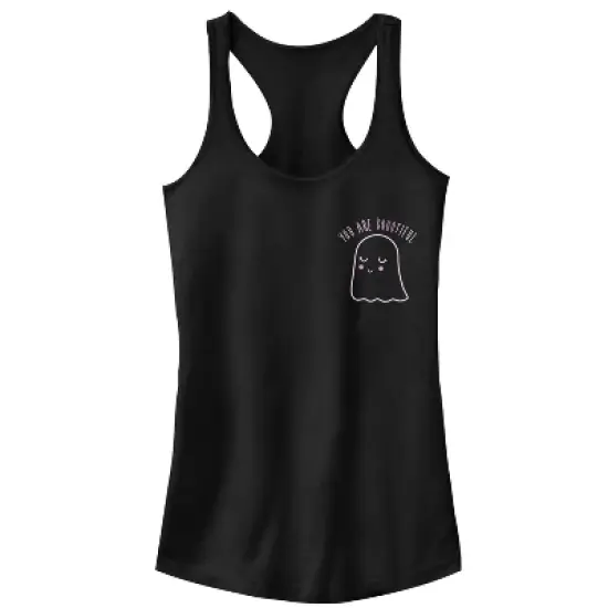 Junior's CHIN UP Halloween You Are Bootiful Ghost Racerback Tank Top image {3}