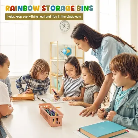 4E's Novelty 12 Pack Pencil Trays in Vibrant Boho Colors, Durable Pencils Tray, Stylish Pen Baskets, Fun Boho Durable and Versatile Colorful Pen Tray image {1}