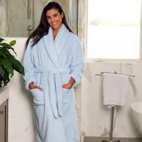 Women's Fuzzy Plush Fleece Winter Robe, Warm Soft Bathrobe for Her image {5}