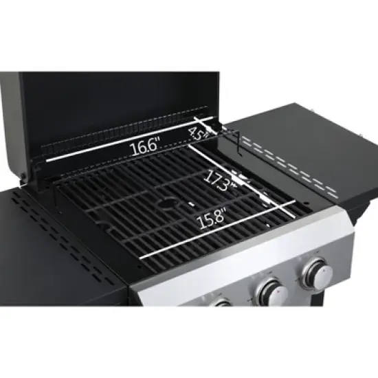 Kumasinova 3-Burner Propane Gas BBQ Grill,36900BTU Output,Stainless Steel Grills with Wire-Enameled Cooking Grids,Foldable Side Tables&Thermometer image {1}