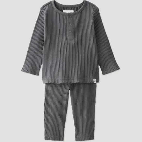 Little Planet by Carter&rsquo;s Baby 2pc Ribbed Top and Bottom Set - Slate Gray image {4}