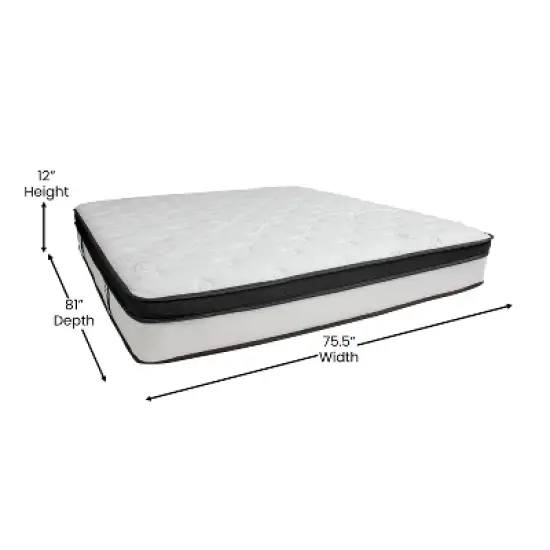 Emma and Oliver 12 Inch Hybrid Memory Foam Pocket Spring Mattress, Mattress in a Box image {10}