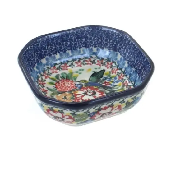 Blue Rose Polish Pottery 516 Ceramika Artystyczna Small Square Dish image {4}