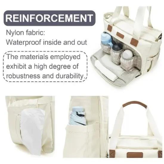 Itopfox Large Diaper Tote Bag with Laptop Compartment, Insulated Pockets, Multiple Storage for Baby Essentials, Travel Friendly image {5}