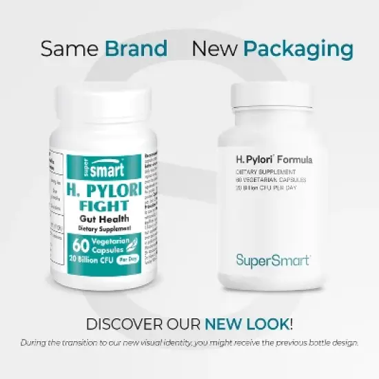 SuperSmart H. Pylori Formula 20 Billion CFU per Day - Probiotic Lactobacillus Reuteri DSM 17648 | Non-GMO & Gluten Free - 60 Vegetarian Capsules image {1}