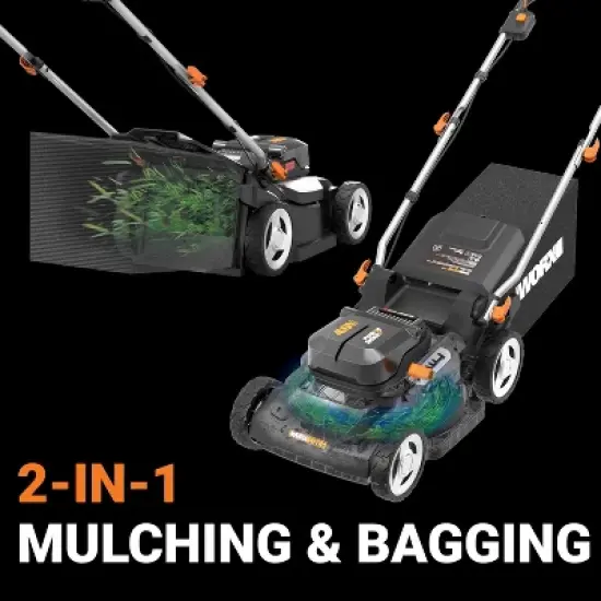 Worx WG745 40V 17'' Cordless Push Lawn Mower (2 Batteries & Charger Included) image {4}