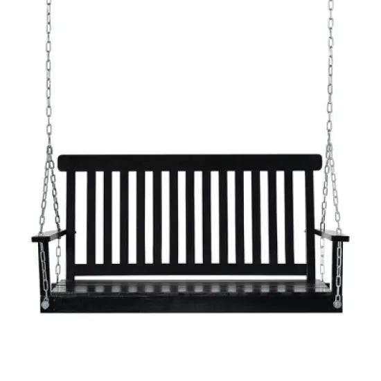 Outsunny 2-Seater Hanging Porch Swing Outdoor Patio Swing Chair Seat with Slatted Build and Chains, 440lbs Weight Capacity image {3}