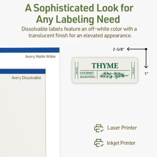 Avery Dissolvable Labels, 1" x 2-5/8" Rectangle image {3}