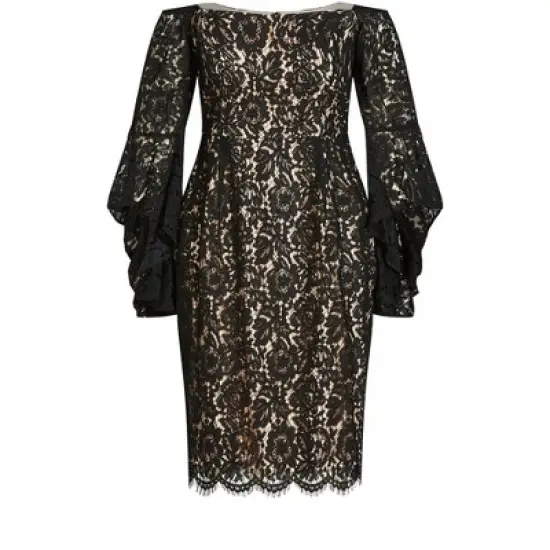 Women's Plus Size Lace Amour Dress  - Black/nude | CITY CHIC image {2}