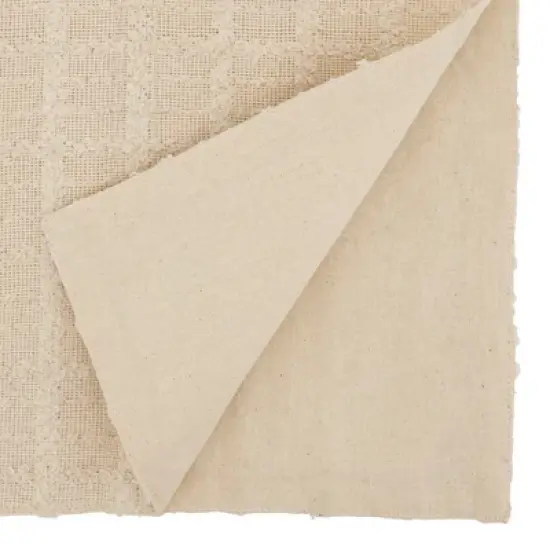 Saro Lifestyle Cotton Table Runner with Texture Design, 13"x72", Beige image {1}