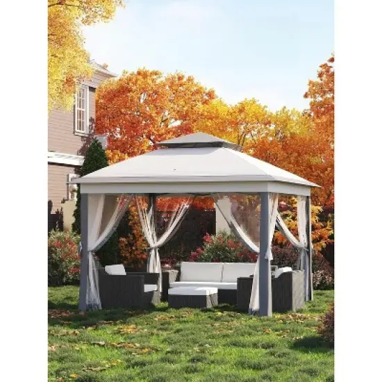 11x11 Pop Up Canopy Tent with Mosquito Netting, Outdoor Canopy Shelter Gazebo Easy Setup, Water & UV Resistant for Garden, Party, Outdoor image {9}