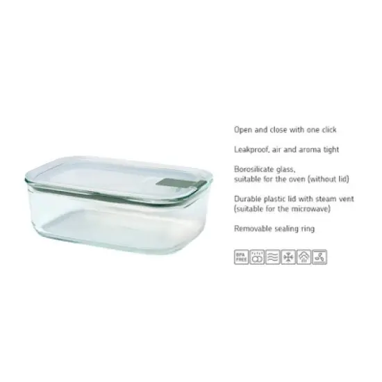 MEPAL 51oz Easyclip Rectangular Glass Storage Box with Lid Nordic Sage image {1}