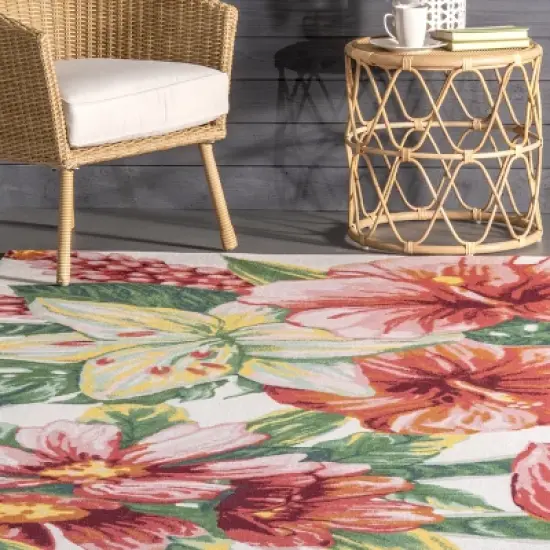 Nuloom Contemporary Floral Sabrina Indoor/Outdoor Patio Area Rug, Round 6', Multi image {8}