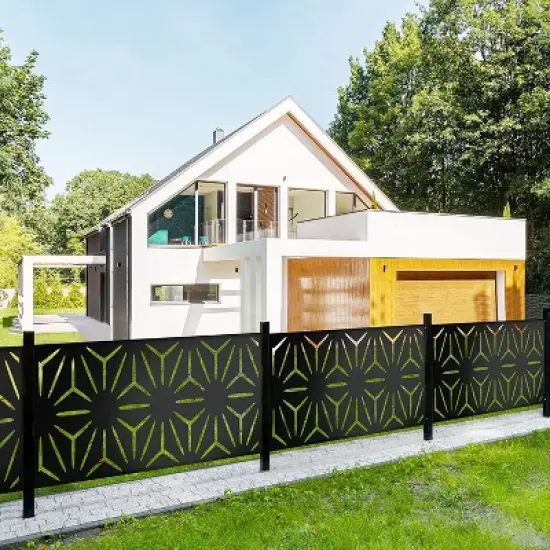 NewTown Decorative Outdoor Privacy Screen Panels, Metal Laser Cut Privacy Screen Decorative Patio Metal Fence for Outdoor Indoor Decor-The Pop Home image {3}