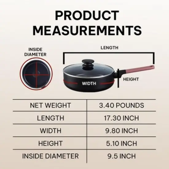 Brabantia Tasty+ Ceramic Nonstick Saute Pan 9.5" Non Toxic Skillet Frying Pan image {3}