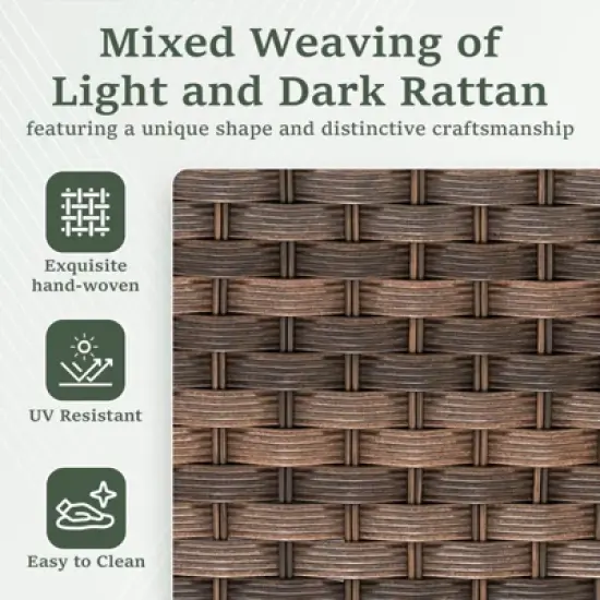 Buenhomino Outdoor Patio Couch Wicker Sofa - 3 Seater Rattan Sofa for Outside Patio Garden with Deep Seating and Olefin Cushions (Brown) image {4}