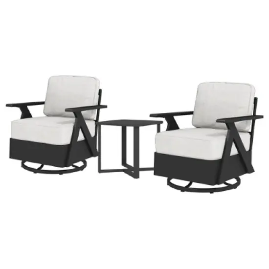 YARDSIGHT 3-Piece Outdoor Patio Swivel Chair Set with 2 Armchairs & Side Table, Weather-Resistant Furniture for Balcony, Porch, Deck image {9}