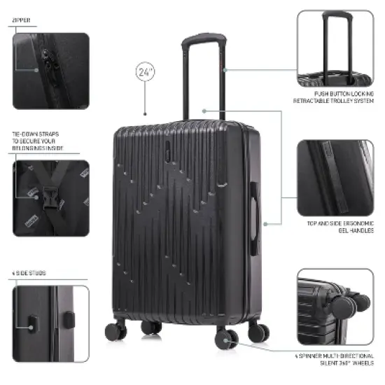 InUSA Drip Lightweight Hardside Medium Checked Spinner Suitcase - Black image {2}