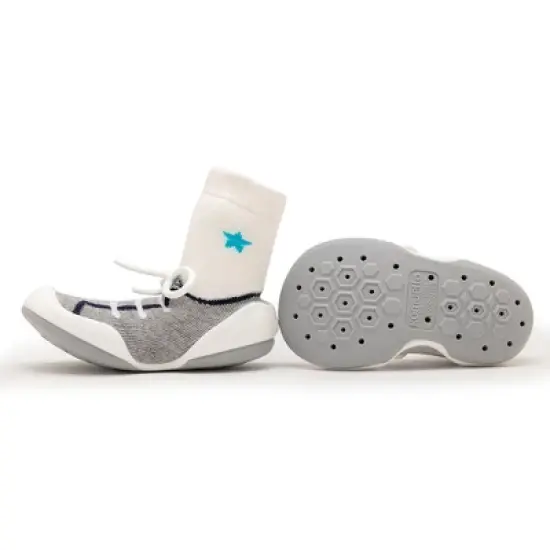 Komuello Baby Boy First Walk Sock Shoes String Grey image {2}