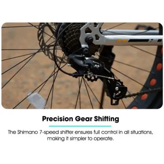 Hiland 20" 24" 26" Fat Tire Mountain Bike, 7-Speed, Disc Brake, Beach and Snow Bicycle image {8}