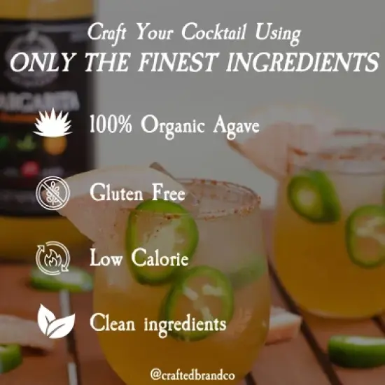 Crafted Cocktails Margarita Mix: 6 Pack&nbsp; 60 Calories Per Serving, All Natural Lime Juice and Organic Agave: Makes 8 Cocktails Per Bottle image {1}