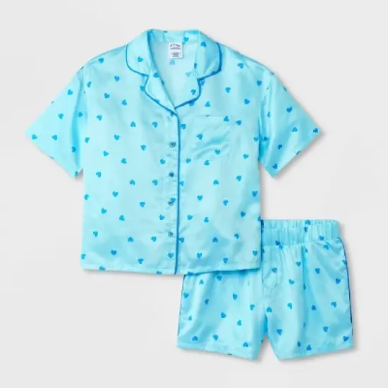 Girls' 2pc Satin Short Sleeve Coat Pajama Set - art class&trade;  image {3}