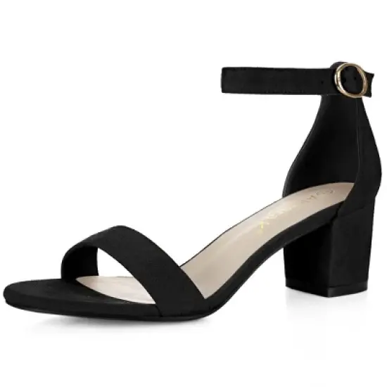 Allegra K Women's Open Toe Block Ankle Strap Heel image {14}