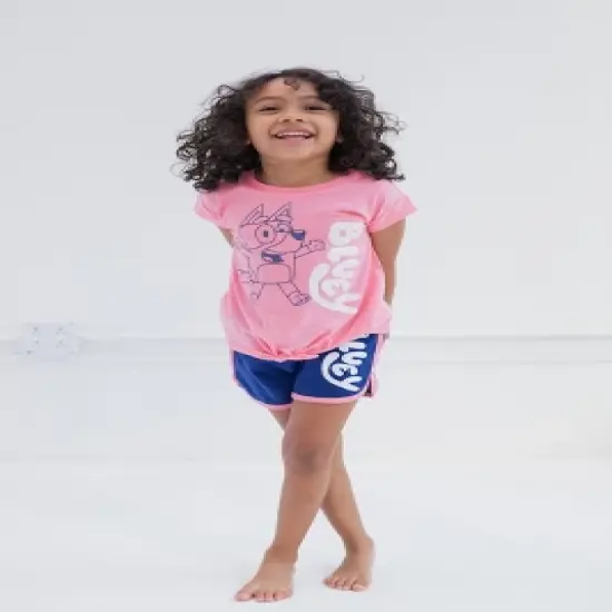 Bluey Girls T-Shirt and Dolphin Active French Terry Shorts Outfit Set Toddler to Little Kid  image {3}