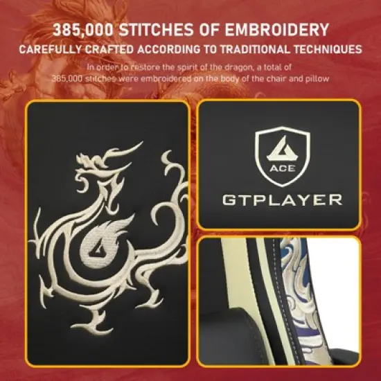 GTPLAYER Pro Gaming Chair with Bluetooth Speakers and Footrest, Dragon Series Video Game Chair image {4}