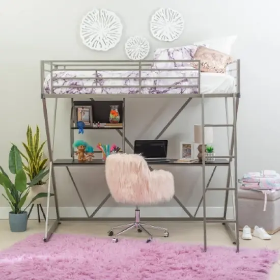 Zachary Loft Bed Pewter - Powell image {7}