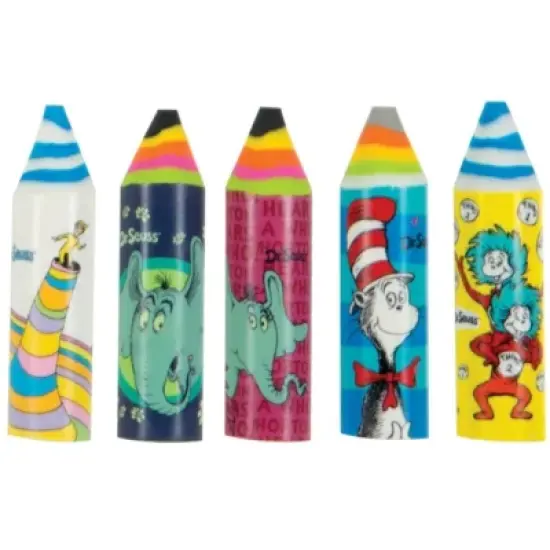 Crayon Shape Erasers compatible with Dr. Seuss Theme , 5 pcs image {3}