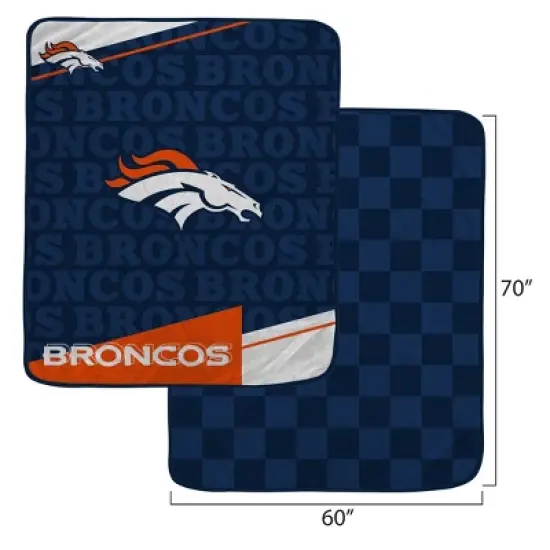 NFL Denver Broncos Diagonal Ghost Checker Double Sided Ultra Cozy Blanket image {2}
