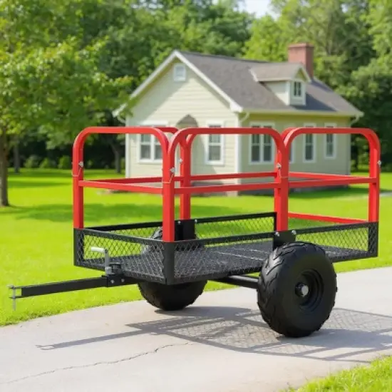 ATV Trailer Pull Behind Dump Cart, 1700lbs 17 Cubic Feet, Heavy Duty Yard Garden Trailer image {1}