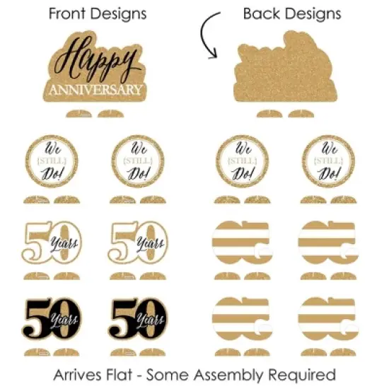 Big Dot of Happiness We Still Do - 50th Wedding Anniversary - Anniversary Party Centerpiece Table Decorations - Tabletop Standups - 7 Pieces image {4}