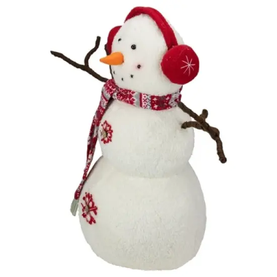 Northlight Plush Snowman with Button Snowflakes and Earmuffs Christmas Decoration - 21.5" - image {2}