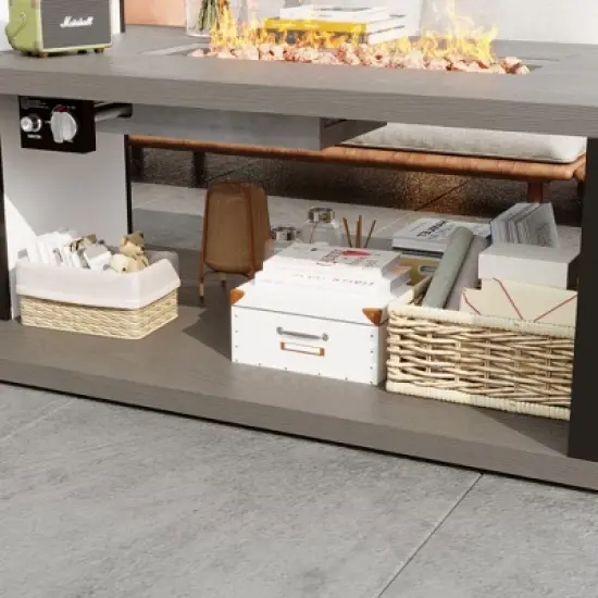 Famapy Patio Table Fire Pit Table Patio 50,000 BTU Propane Burner Fire Table : 2-in-1 Dining & Heating Safe and All Weather Use image {9}