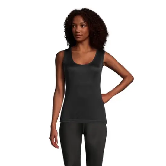 Lands' End Women's Petite Silk Interlock Thermal Long Underwear Base Layer Tank Top image {3}