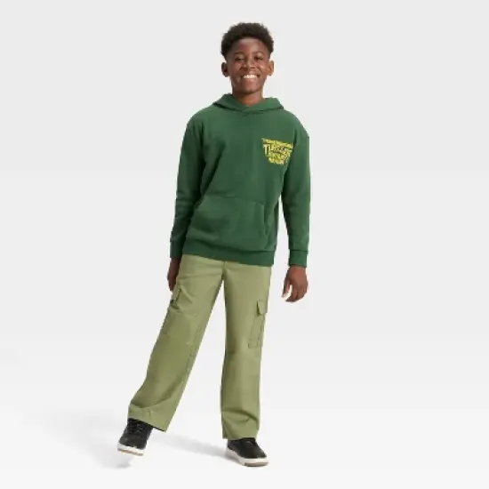 Boys' Teenage Mutant Ninja Turtles Battle Tycoon Front and Back Graphic Hooded Sweatshirt - Green image {3}