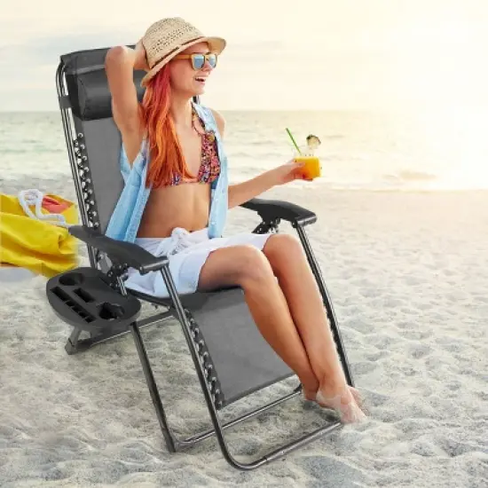 Costway 2PC Oversize Lounge Patio Heavy Duty Folding Recliner image {9}