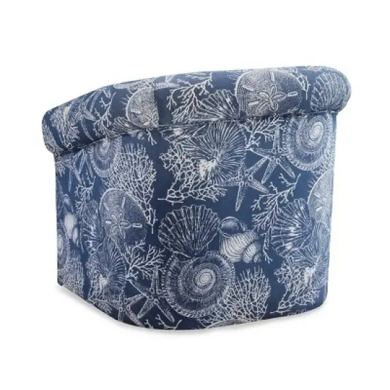 Powell Monahan Costal Roll Arm Swivel Club Chair Blue: Upholstered Polyester, No Assembly Required image {4}